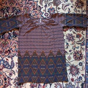 Geometric Printed Shift Dress/ Tunic With 3/4 Sleeves